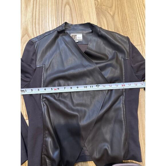 Kut From the Kloth Lincoln Faux Leather Drape Jacket, moto syle, brown, medium - Picture 8 of 9